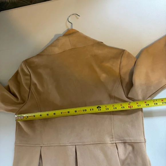 Anthropologie Luii Faux Suede Draped Blazer Jacket Beige Tan Size Small Office - Picture 8 of 9